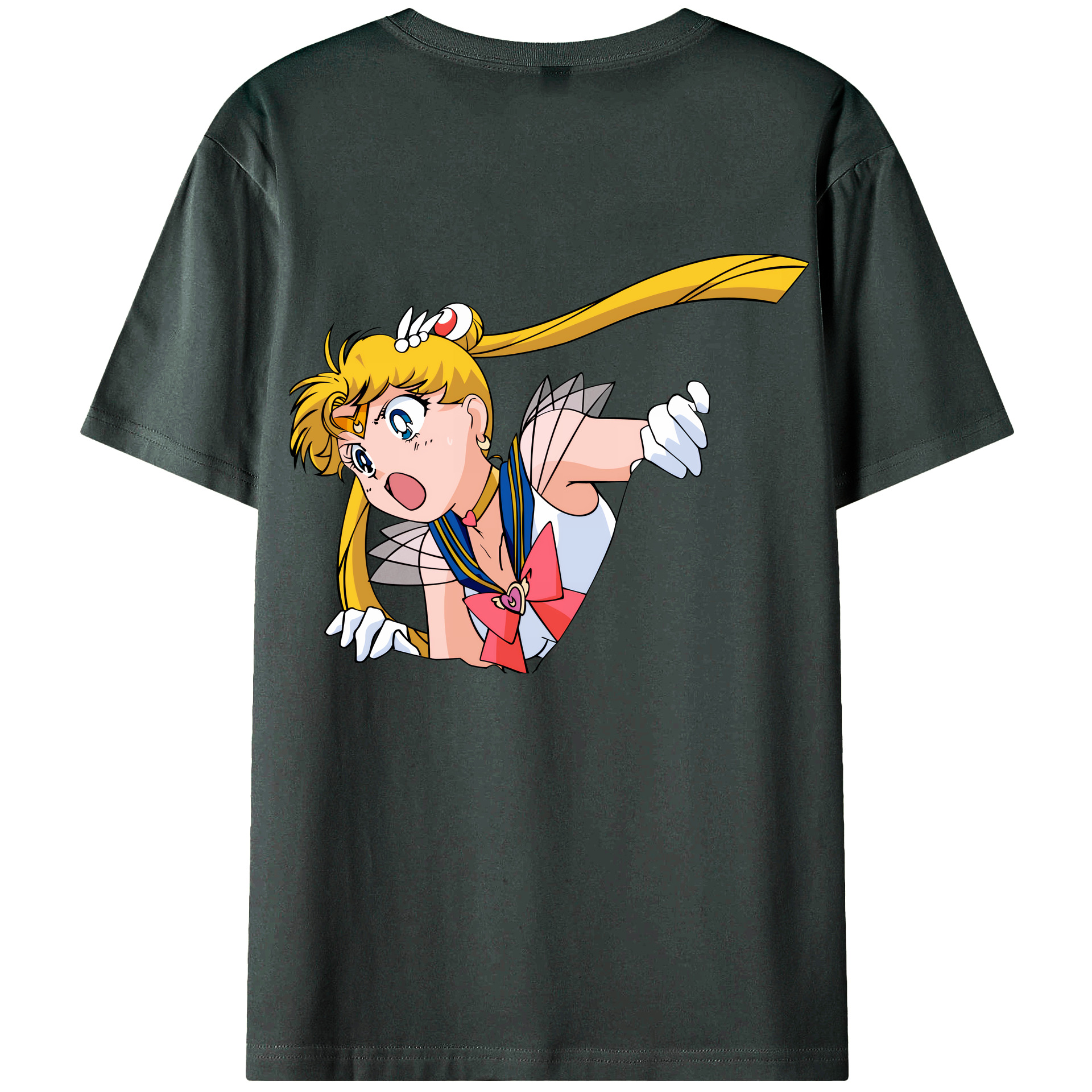 （画像用） 美少女戦士セーラームーン 月野 うさぎ つきの うさぎ Sailor Moon Tsukino Usagi 綿100％ メンズ半袖Tシャツ（バックプリント） 通気性